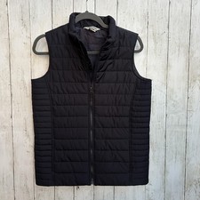 Lands End Vest Youth Large 14-16 Black Quilted Puffer Sleeveless Zip Jacket