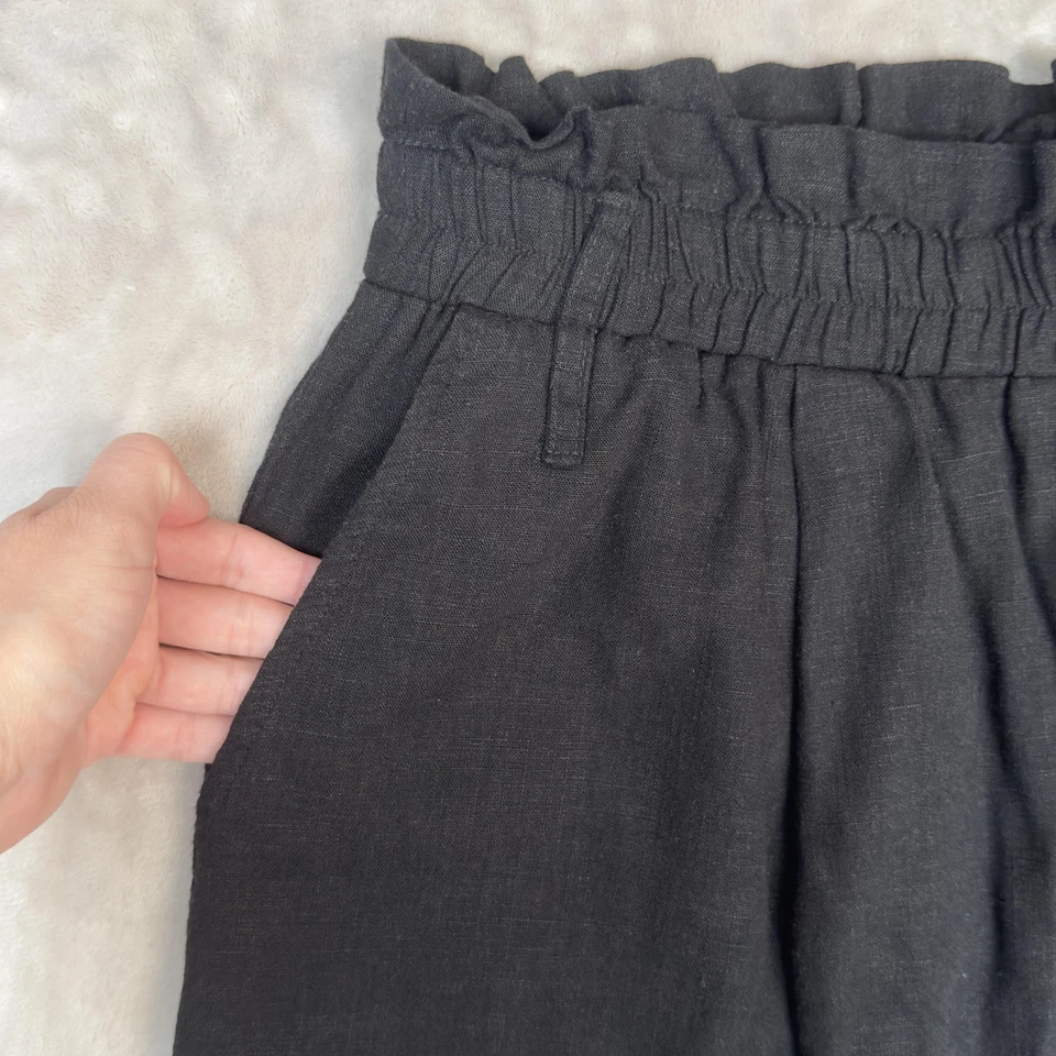 Pantalones Cortos Karen Kane Mujer Grande Bolsa de Papel Cintura Mezcla de Lino Bolsillos L45225 Foto 3 de 4