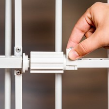 Expandable Metal Dog Gate W/ Small Pet Door Pressure Mount Durable 32 Inch New