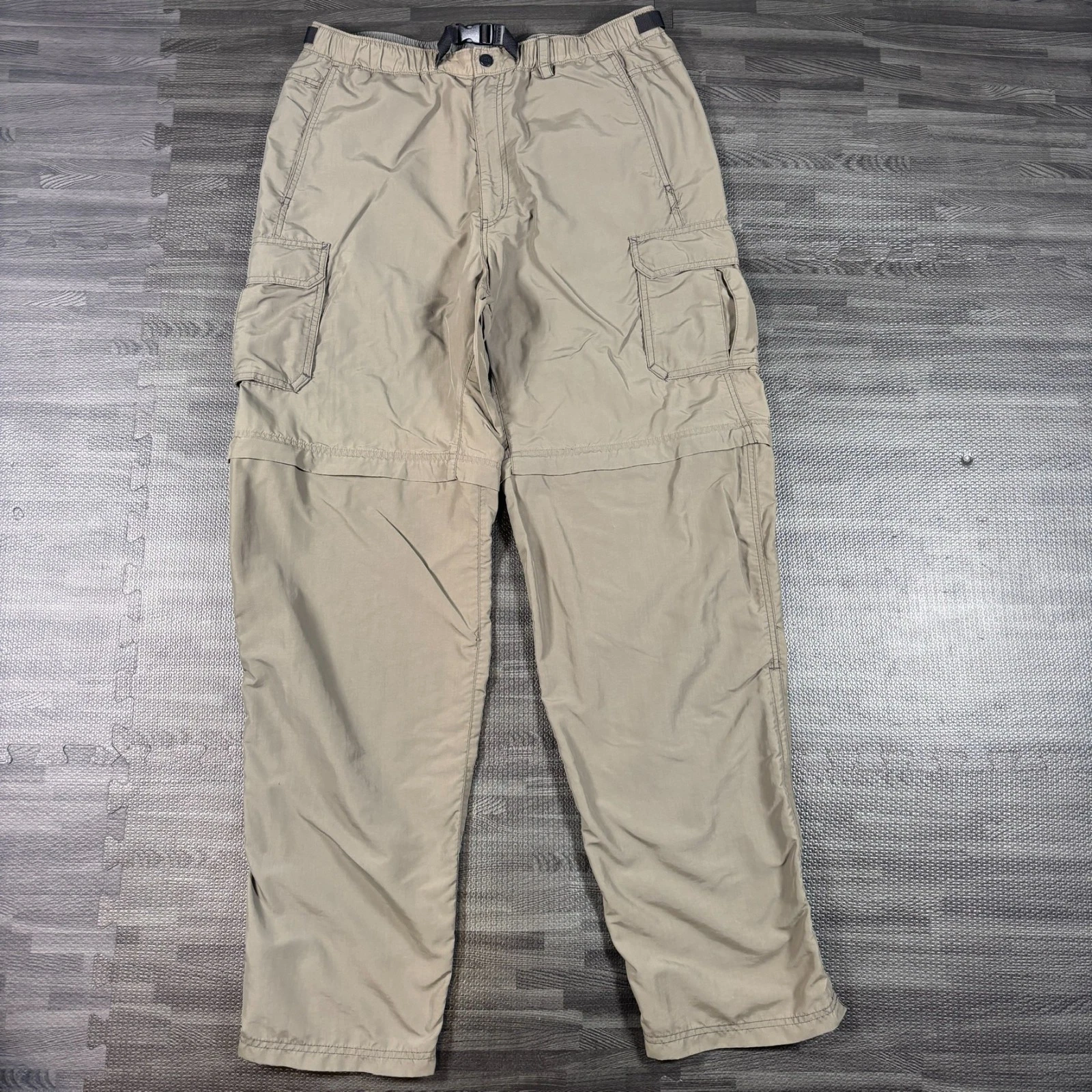 REI Pants Mens Large Long (36x35) Beige Sahara Convertible Outdoor Hiking Nylon