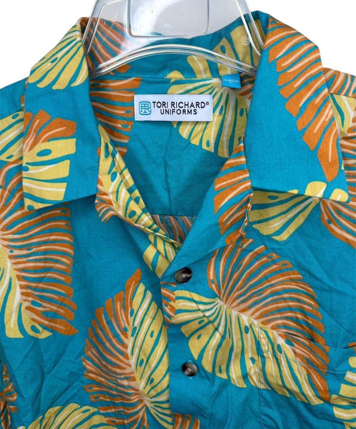Tori Richard Men's Large Short Sleeve Hawaiian Tropical Leaf Button Down Shirt