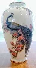 Kyoto Imperial Peacock Vase Limited Edition Fine Porcelain Hand Crafted
