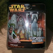 New 2005 Star Wars Exploding STASS ALLIE ROTS Figure w/ BARC SPEEDER Exploding