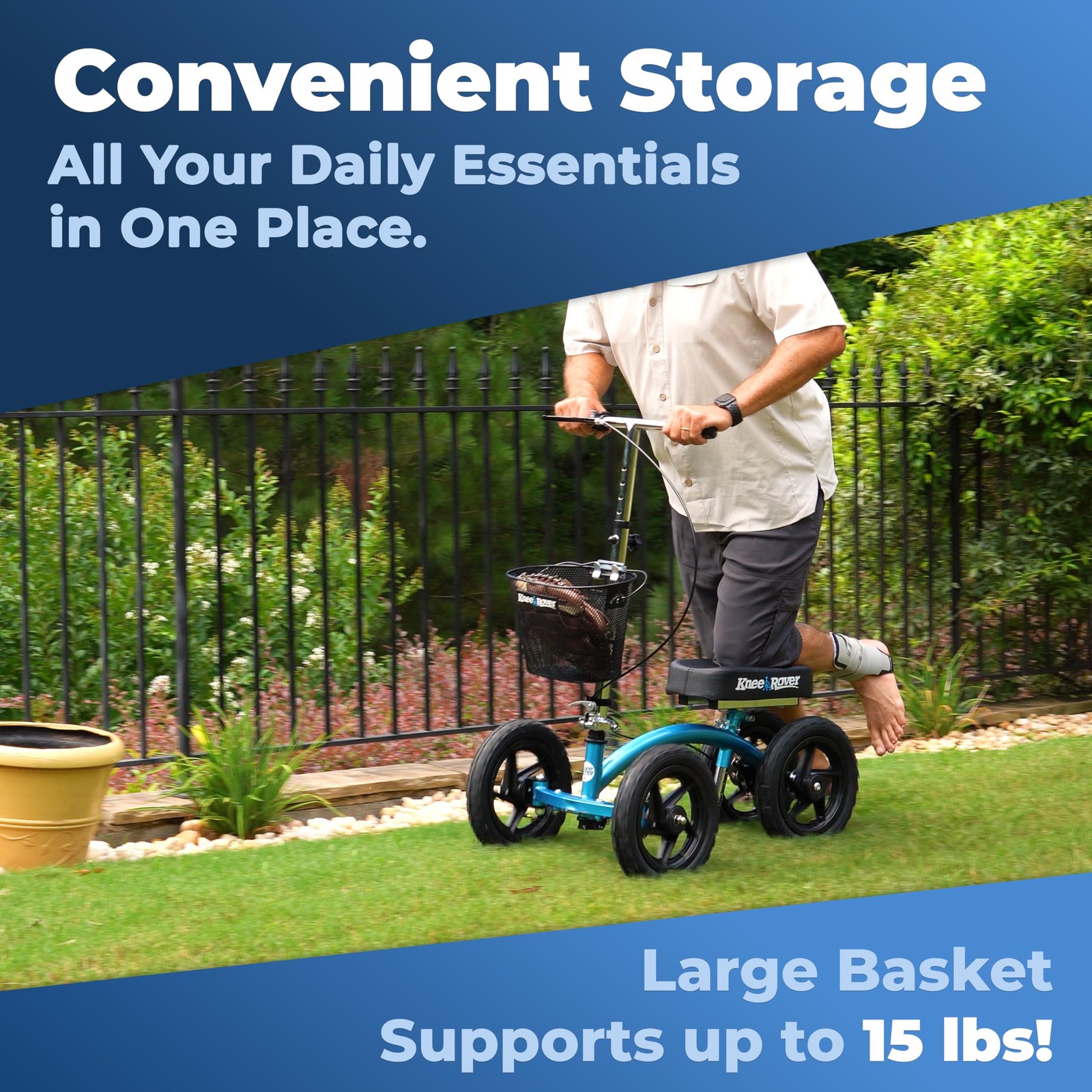 Knee Scooter Basket Accessory with Convenient Handle - Knee Rover Basket Atta...