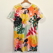 Adidas Originals Tropical Print Dress Womens Large Colorful Trefoil