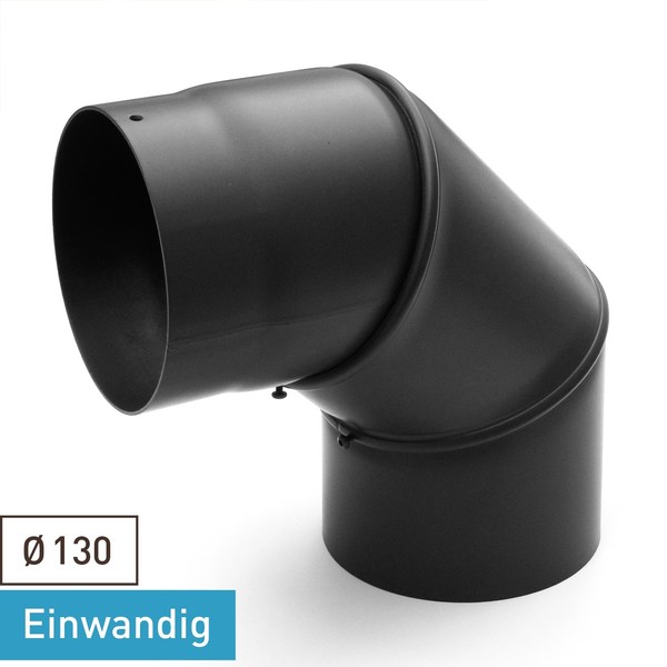 Rauchrohrbogen / Ofenrohr 130Mm - 0°-90° Schwarz DN130 Kaminrohr Ofen Rohr-image