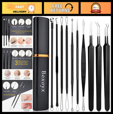 10-Piece Pimple Popper Tool Kit - Blackhead Remover & Comedone Extractor Set for