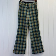 VTG Farah Unisex Retro Plaid Wool Blend Cuffed Pants Size 30 Academia Classic