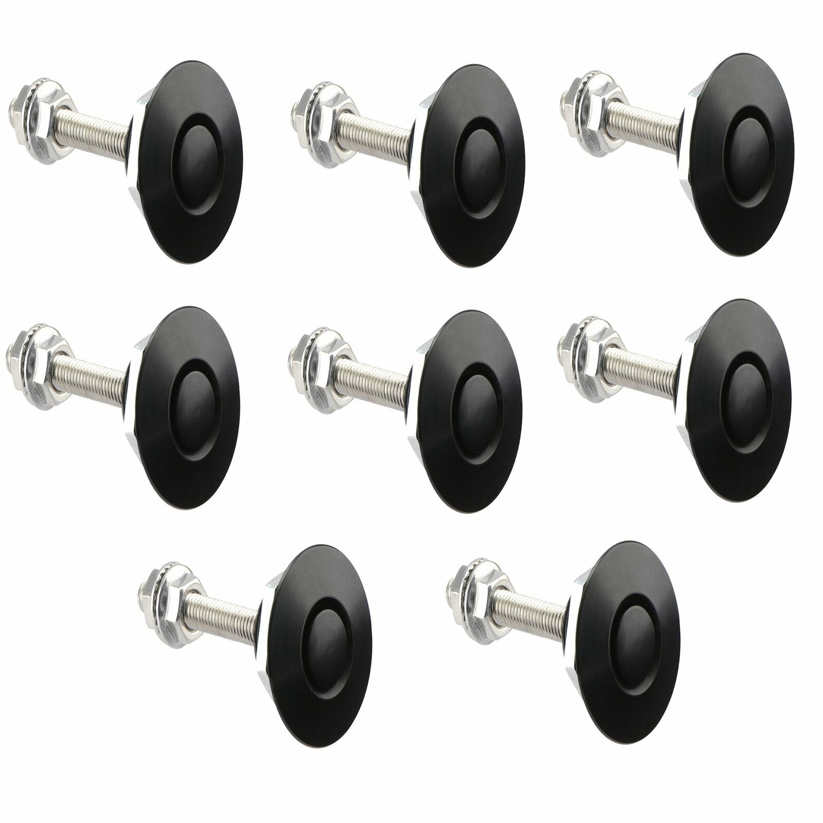 8Pcs Latch Protectors Lock Set Bonnet Catch Push Button Quick Release Hood Pin