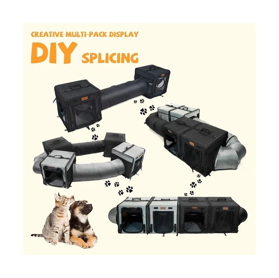 Hamaca plegable de viaje para gatos mascotas 17" negra con caja de arena túnel Foto 3 de 4