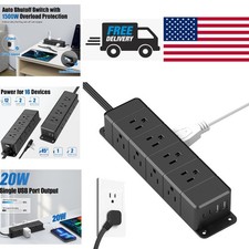 40W Fast Charging Under Desk Power Strip with 12 Outlets and 4 USB Ports