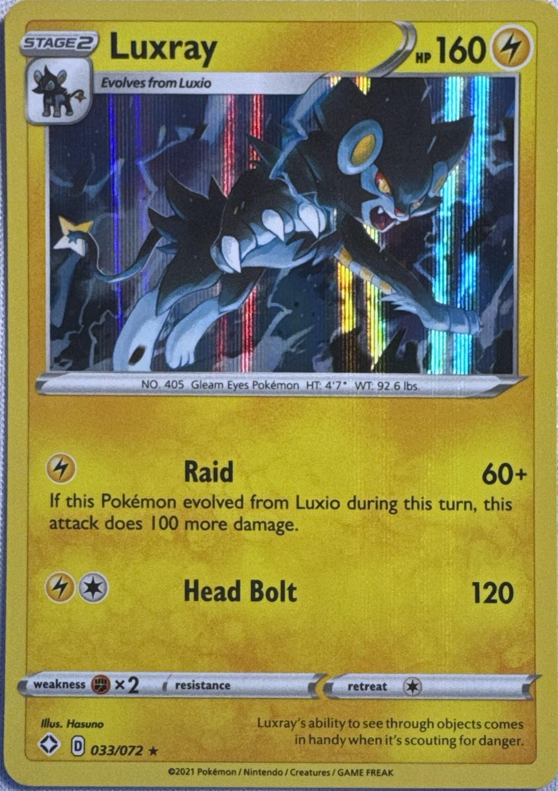 Luxray 033/072 Holo Rare Shining Fates Pokemon Holo Near Mint
