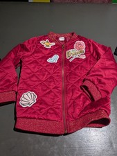 Disney Tutu Couture Bomber Jacket Girl's 7/8 Pink Quilted Embroidered Patches