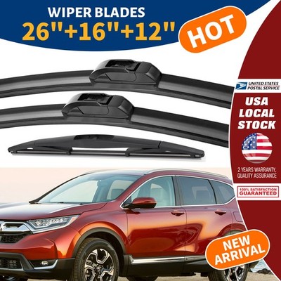 26''&26&12'' Windshield Wiper Blades Premium Hybrid Rubber For Honda CR-V 17-22