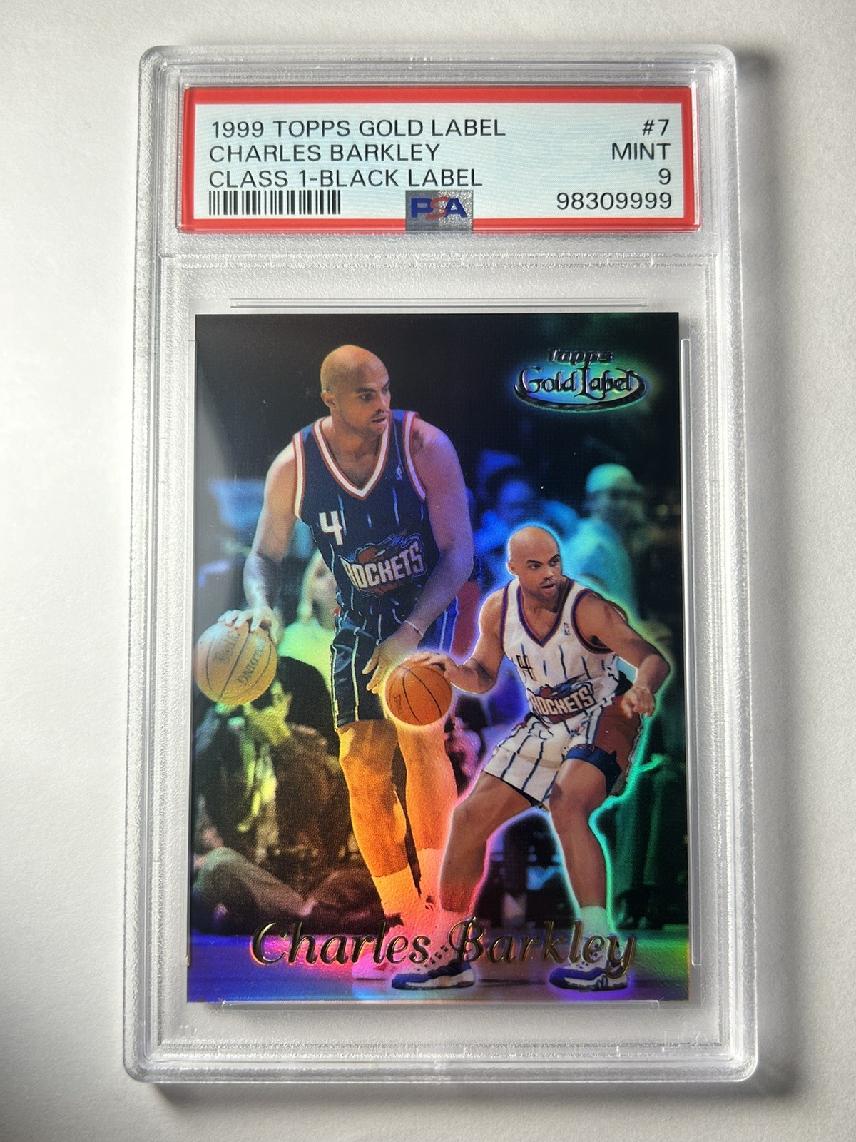 1999 Topps Gold Label Charles Barkley Class 1 Black #7 One Rockets PSA 9 POP 2