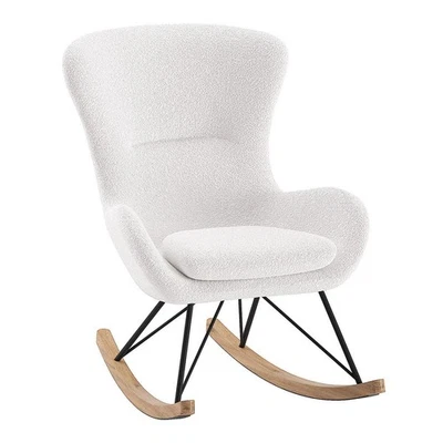 Fauteuil à Bascule Bouclette "Rocky" 101cm Blanc - Photo 1/3