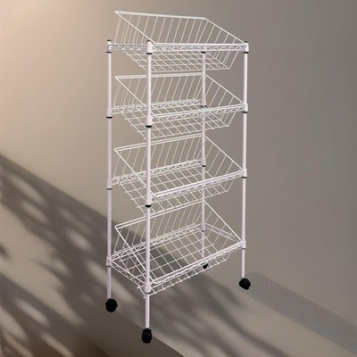 NSF white 4-layer storage rack, kitchen basket rack, vegetable tableware
