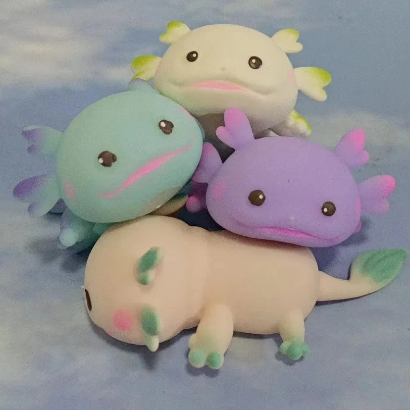 1/4 peça Axolotl Squeeze Ball peixe bonito relaxar desenho animado antiestresse squishy stress - Imagem 3 de 4
