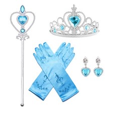 4Pcs Princess Dress Up Accessories, Elsa Party Accessories Set Blue