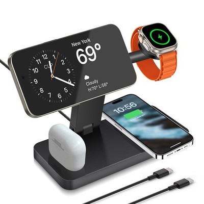 4in1 15W Wireless Charger Dock Charging Station For Apple Watch Air Pods iPhone
