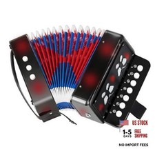 Kids Accordion, Toy Accordion for Ages 3 5 9 7 10 12 Child 10 Keys Black