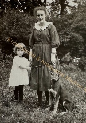 orig. Photo Postcard Mother Child Dog Animal Circa 1920 