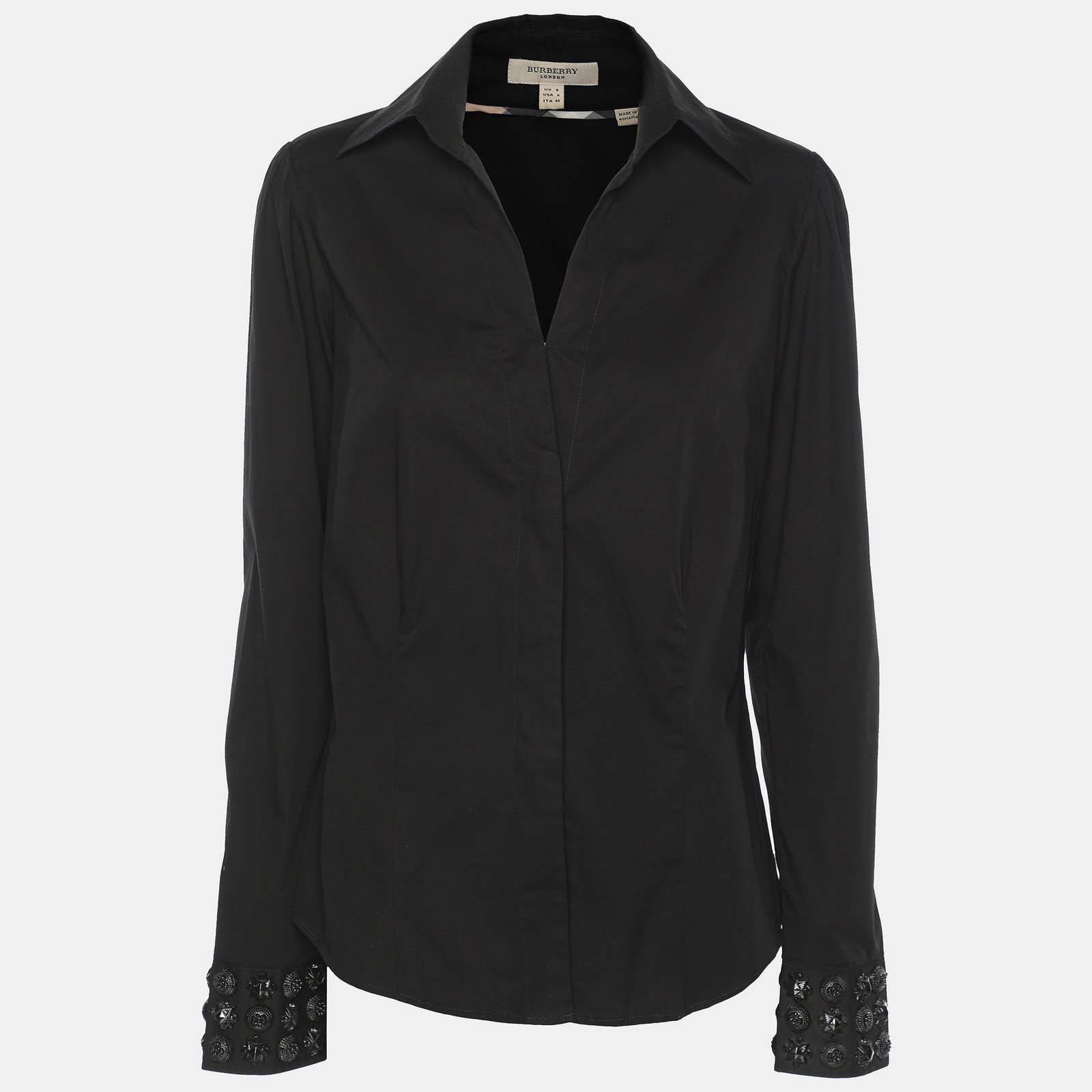 Burberry London Black Cotton Long Sleeve Shirt for Men