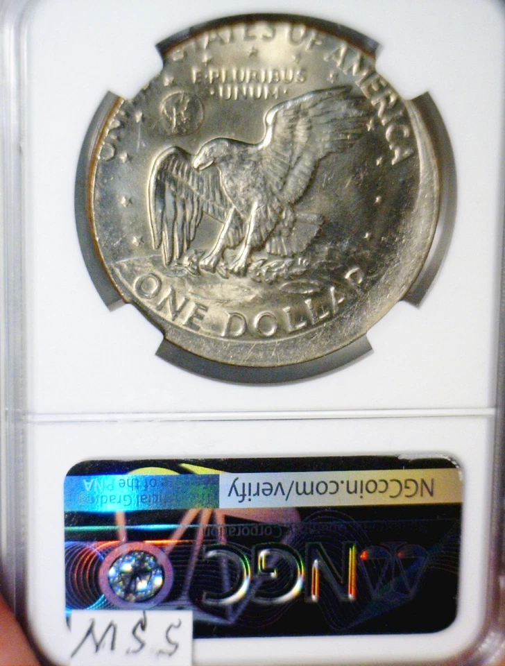 1978d ERROR NGC MS62 OFF CENTER Eisenhower Dollar $1 Coin NICE BU ++ O/C Ike NR - Image 2 of 4