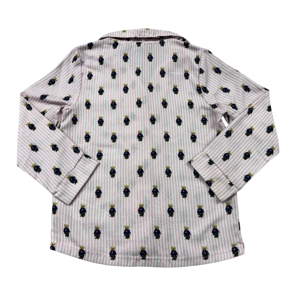 Conjunto de Pijama Polo Ralph Lauren Oso Jóvenes Niñas Talla 8 Rosa Rayas Acogedor Foto 3 de 4