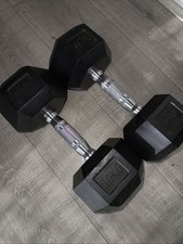 York Fitness Rubber Hex Dumbbells Heavy Duty Weight Lifting Gym Hexagon Pairs