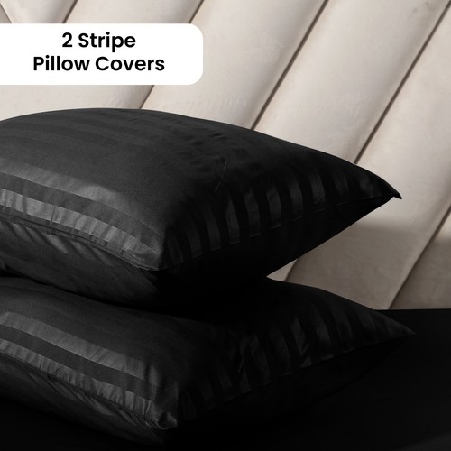 Luxury Duvet Cover Satin Stripe Quilt Covers Bedding Set Single Double King Size - Picture 25 of 76