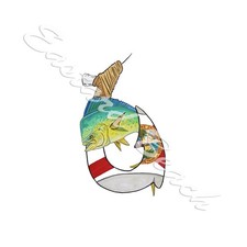 Decal Vinyl Sticker Florida Hook and Mahi Made in USA