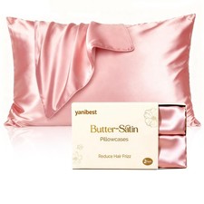Satin Pillowcase, Silk Pillow Cases for Hair and Skin with Zipper, Standard P...