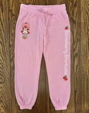 Strawberry Shortcake Jogger Sweatpants Pink Drawstring Size Large
