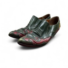 Vintage Nine West Aviva Western Inlay Green Leather Snakeskin Ankle Boots 7.5