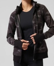 Athleta Triumph Printed Camo Black/Gray Zip Hoodie Women's Small