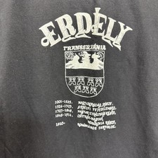 Vintage ERDÉLY Transylvania History T shirt XL USA Made Single Stitch Black Tee