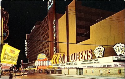 Fremont Street Las Vegas Nevada Postkarte Four Queens Casino Nachtansicht