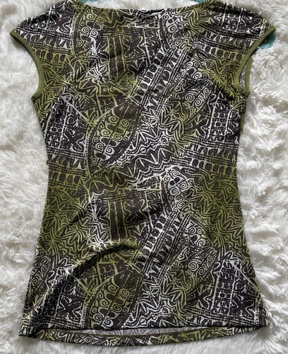 ANAC Tribalcore Print Drape Front Top Abstract Boho Ethnic Artwear Shirt Size S - Picture 4 of 8
