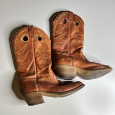Western Cowboy Boots Mens 10.5 Brown Leather Pull On Acme Made In USA 57559