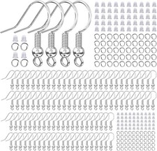 925 Sterling Silver Plated Earring Hooks for Jewelry Making, 300 Pcs Hypoallerge