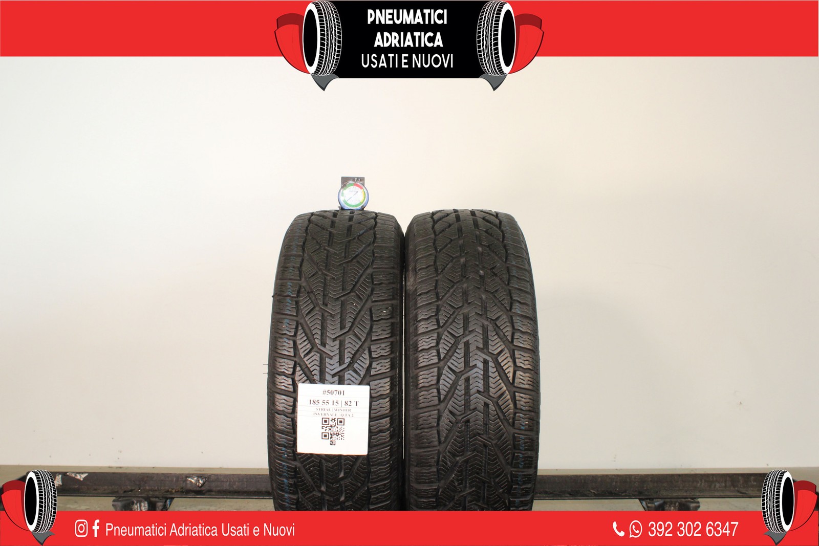2 PNEUMATICI STRIAL 185/55 R15 INVERNALI GOMME USATE 87% - ADRIATICA