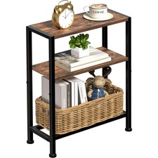 Narrow Side Table for Small Space, 2-Tier Small End Table with Shelf Holder, ...