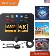 TV Antenna Indoor Long Range, Supports 4K 1080p Smart TV Signal Reception wit...