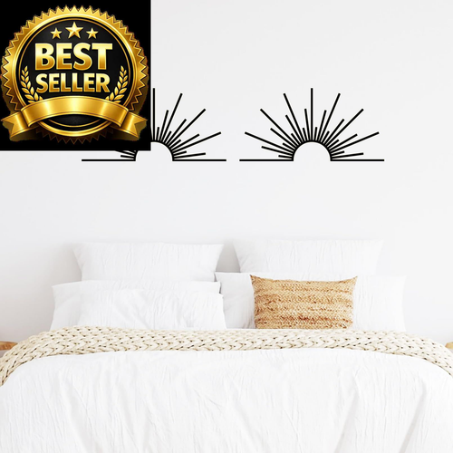 Metal Sun Wall Art Decor Abstract Sunrise or Sunset 25.6"L x 13"W, Black - Picture 4 of 8