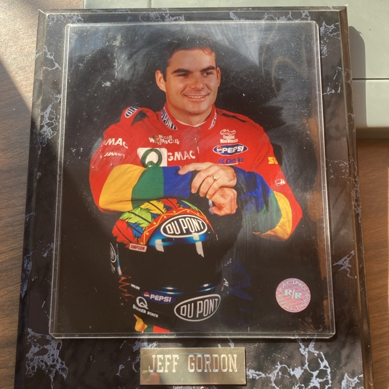 Racing Reflections Jeff Gordon Vintage Auto Racing Sports Plaque Marble Style