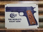 VINTAGE COLT PORCELAIN SIGN OLD FIREARM GUN HANDGUN RIFLE AMMUNITION HORSE AMMO