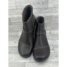 Clarks Collection Dark Brown Leather Ankle Boots Women Size 9M Zip Up