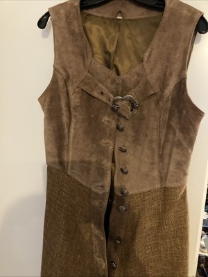 Wonderful Rare Women s Bavarian Outfit Tracht BrownVelour Leather Top Size L-XL