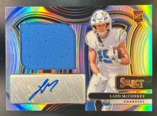 2024 Panini Select Ladd McConkey Jumbo Patch Auto /99 MEM RC Auto Chargers